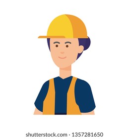 female builder worker with helmet