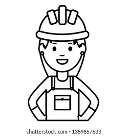 female builder worker with helmet