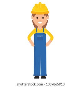 female builder worker with helmet