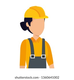 female builder worker with helmet