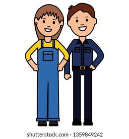 female builder worker with young man