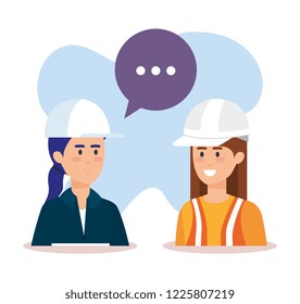 female builders talking characters