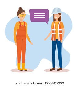 female builders talking characters