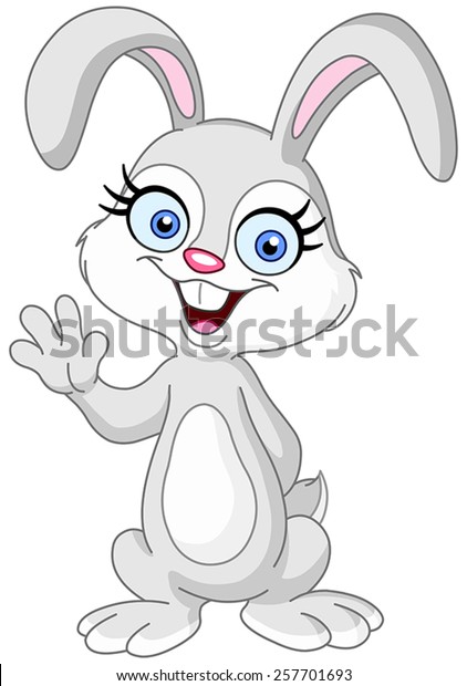 Female Bunny Waving Hello Stock Vector (Royalty Free) 257701693