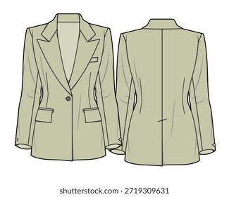 Weibliche Business Class Blazer Vektor Design Mockup Template technische flache Skizze.