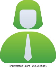 Female business people icon with green duotone style. Woman, sign, avatar, profile, user, face, girl. Vector illustration