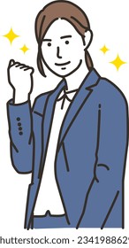 Female business person doing guts pose
