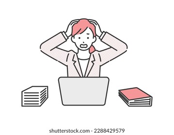 Female business person in trouble.