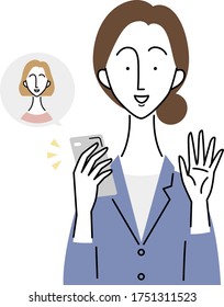 a female business person who has a video call with a woman