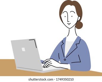 a female business person who uses a laptop computer