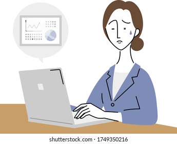a female business person whose eyes are tired by using a computer
