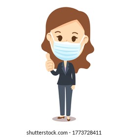 Female Business wearing Mask   Character Vector