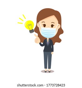 Female Business wearing Mask   Character Vector