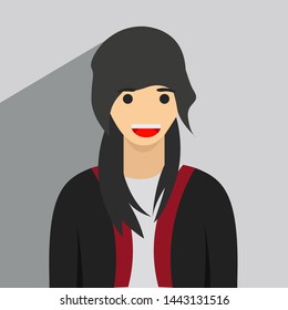A female business worker - female avatar icon - illustration of a human character vector - flat design isolated in gray background