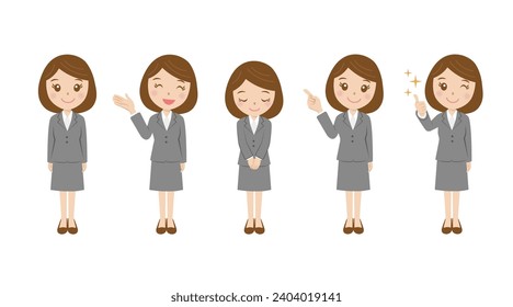 Female, businessman, expression, set, full body