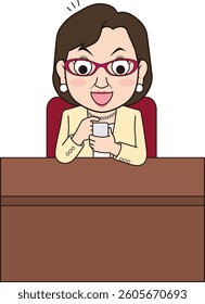 Female businessman happy with smartphone