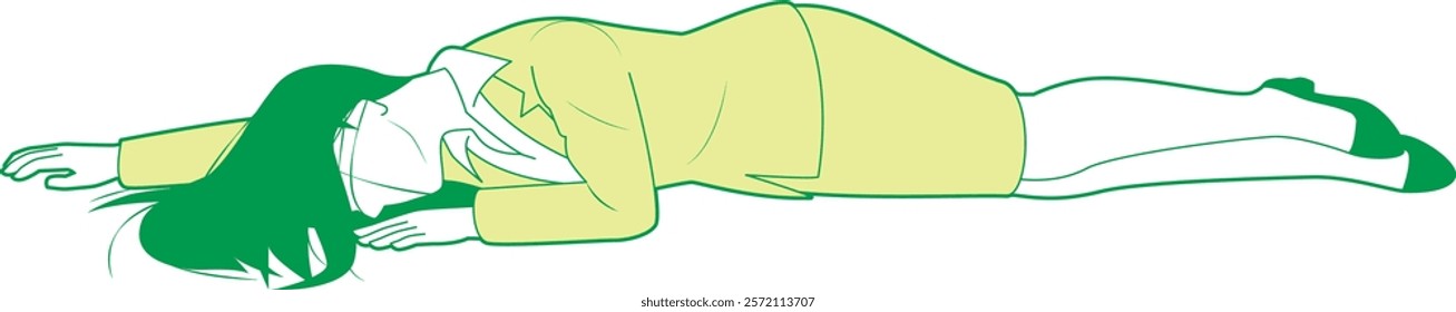 A female businessman lying face down