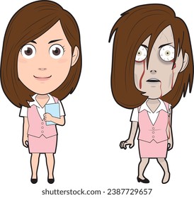 A female businessman who became a zombie