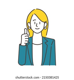 Female businessperson giving a thumbs up with a smile[Vector Illustration]