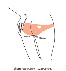 Female buttocks in panties. Vector hand drawn illustration