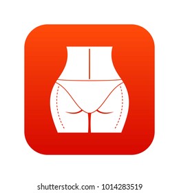 Female buttocks prepared to plastic surgery icon digital red for any design isolated on white vector illustration