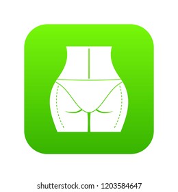 Female buttocks prepared to plastic surgery icon digital green for any design isolated on white vector illustration