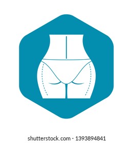 Female buttocks prepared to plastic surgery icon. Simple illustration of woman buttocks prepared to plastic surgery vector icon for web