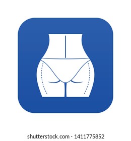 Female buttocks prepared to plastic surgery icon digital blue for any design isolated on white vector illustration