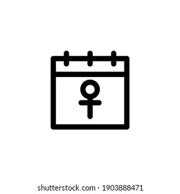 Female calendar icon with Venus symbol. Icon design for international women's day celebrations