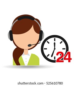 female call center 24 clock support vector illustration eps 10