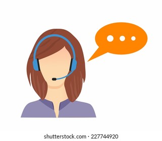 female call center avatar icons with a faceless woman wearing headsets with speech bubbles conceptual of client services and communication