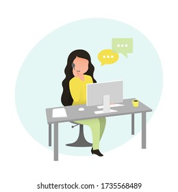 Female call center operator answering customers
