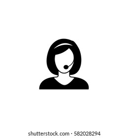 Female call center operator icon vector illustration. Customer service icon on white background.