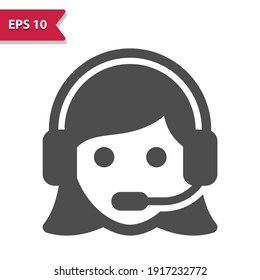 Female Call Center Representative Icon. Professional, pixel perfect icon, EPS 10 format.