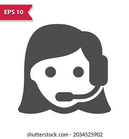 Female Call Center Representative Icon. Professional, pixel perfect icon, EPS 10 format.