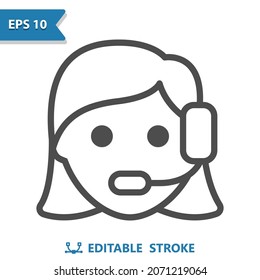 Female Call Center Representative Icon. Professional, pixel perfect icon, EPS 10 format.