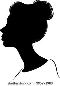 Female Cameo Silhouette - Vector Illustration