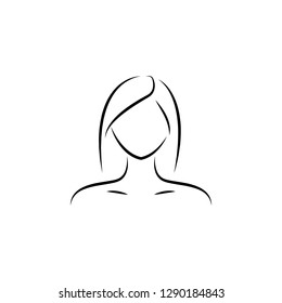 female, care, face hand drawn icon on white background