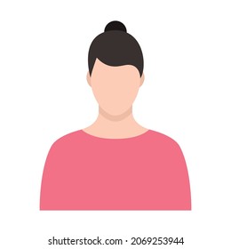 Female cartoon character. No face. Vector illustration.