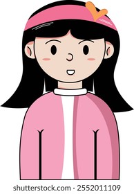 The Female Cartoon Character With Pink Clothes With Additional Bandana Accessories On Her Long Hair