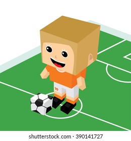 female cartoon soccer player - isometric theme