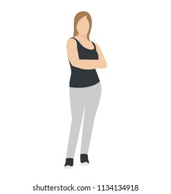 
Female in casual summer dress and pajamas denoting housewife character
