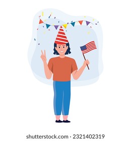 Female Celebrating independence day Illustration 