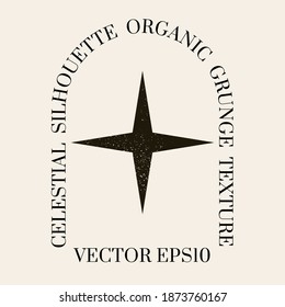 Female celestial Boho logo in a minimal mid century modern style. Vector logotype design Template with organic textured mystic geometry symbol for cosmetics, tattoo, Spa, social media