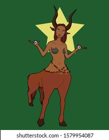 Female centaur with large horns