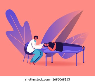 Female Character Applying Facial Massage or Spa Procedure from Doctor for Skin Care, Reduce Acne and Wrinkles. Hygiene, Professional Massaging and Beautician Salon. Cartoon People Vector Illustration