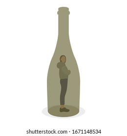 Female character in a bottle on a white background