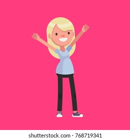 Female character in casual clothes: Vector illustration.