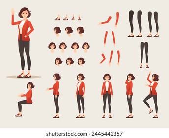 Female character constructor with interchangeable parts that allow for customized poses, perfect for character animation.