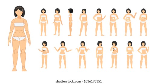 Female character constructor with various views 